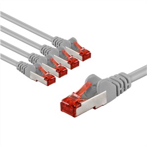 CAT 6 Patch Cable S/FTP (PiMF), 3 m, grey, Set of 5