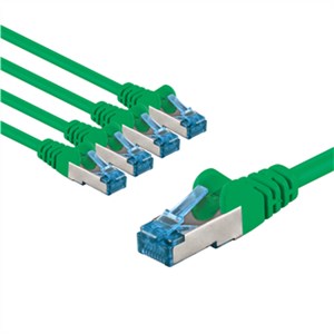 CAT 6A Câble Patch, S/FTP (PiMF), 3 m, vert, Lot de 5