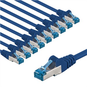 CAT 6A Câble Patch, S/FTP (PiMF), 5 m, bleu, Lot de 10