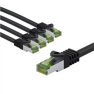 CAT 8.1 Câble Patch Certifié de GHMT, S/FTP (PiMF), 5 m, noir, Kit de 5