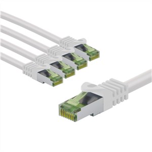 CAT 8.1 Câble Patch Certifié de GHMT, S/FTP (PiMF), 5 m, blanc, Kit de 5