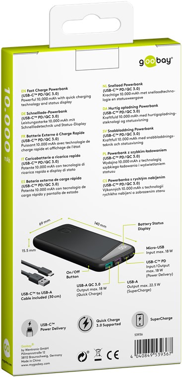 Batería externa 20000mAh PD 3.0 / QC 4.0