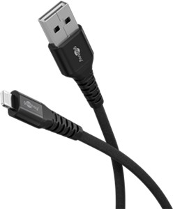 Lightning auf USB-A™ Supersoftes Textilkabel mit Metallsteckern, 0,5 m