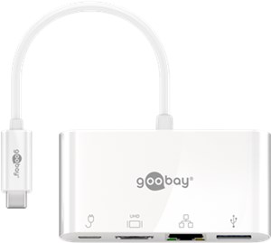 Adattatore multiporta USB-C™ a HDMI™ e Ethernet, PD, bianco