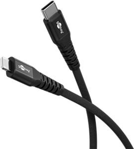 Super miękki kabel tekstylny Lightning USB-C™ z metalowymi złączami, 1 m, czarny