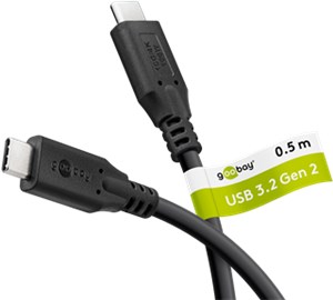 USB-C™-Kabel, USB 3.2, 100 W, 10 Gbit/s, Power Delivery, 0,5 m