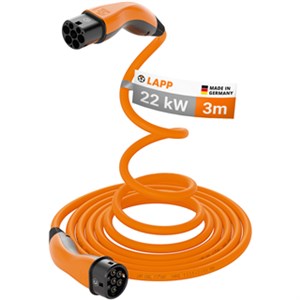 Type 2 Self-Retracting Charging Cable, up to 22 kW, 3 m, orange