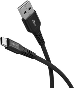 Câble Textile USB-C™ Super-Doux avec Connecteurs Métalliques, 0,5 m, noir