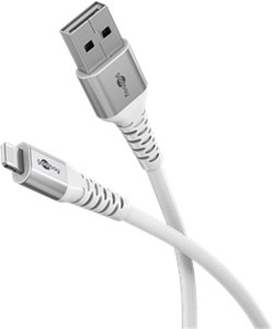 Câble Textile Lightning vers USB-A Super-Doux avec Connecteurs Métalliques, 0,5 m, blanc