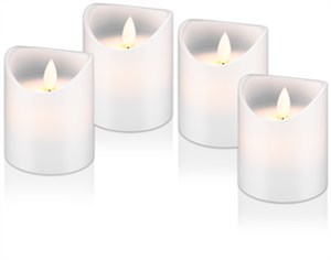 Kit de 4 Bougies LED en Cire Véritable, Blanc