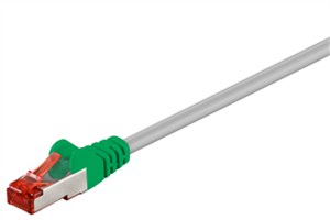 CAT 6 kabel krosowany, S/FTP (PiMF), szary, zielony, 1 m