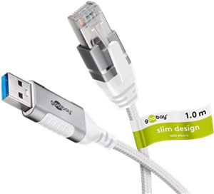 Ethernet-Kabel USB-A 3.0 auf RJ45, Slim, 1 m