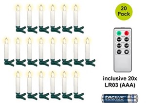 20 kabellose LED-Weihnachtsbaumkerzen inkl. 20x AAA (LR03)