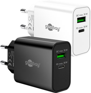 USB-C™ PD GaN Dual-Schnellladegerät (30 W) schwarz USB-C™ PD GaN Dual-Schnellladegerät (30 W) schwarz