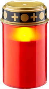 Bougie Funéraire LED avec Minuterie, rouge