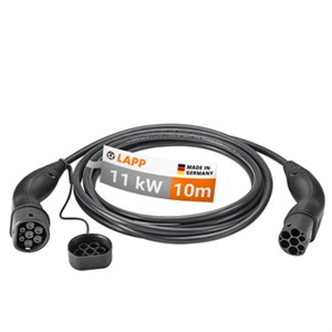 Ladekabel Typ 2, bis zu 11 kW, 10 m, schwarz