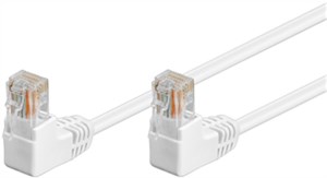 CAT 5e kabel krosowy, 2x 90° pod kątem,U/UTP, biały, 0,25 m