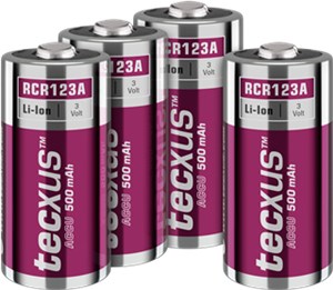 RCR123 Rechargeable - 500 mAh, 4 dans le carton