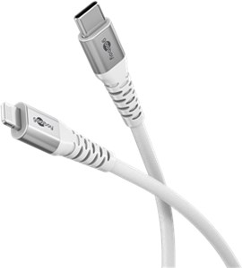 Super miękki kabel tekstylny Lightning USB-C™ z metalowymi złączami, 1 m, biały