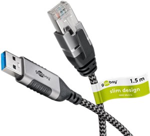 Ethernet-Kabel USB-A 3.0 auf RJ45, Slim, 1,5 m