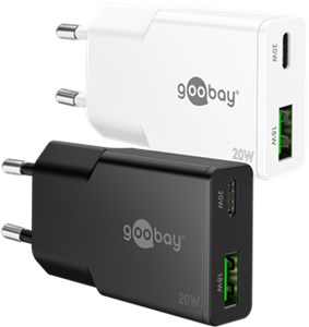 USB-C™ PD GaN Dual-Schnellladegerät Slim (20 W) schwarz USB-C™ PD GaN Dual-Schnellladegerät Slim (20 W) schwarz