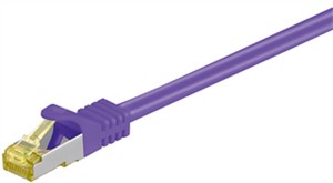 RJ45 kabel krosowy CAT 6A S/FTP (PiMF), 500 MHz, z CAT 7 kable surowym, fioletowy, 0,25 m