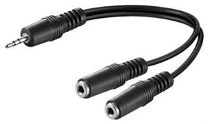 Adaptateur de câble audio en Y 3,5 mm, 1x mâle vers 2x femelles stéréo