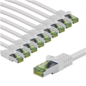 GHMT-certified CAT 8.1 Patch Cord, S/FTP, 3 m, white, Set of 10